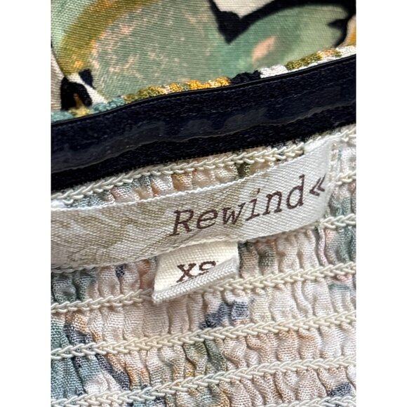 Rewind Halter Maxi Dress Size XS Tropical Abstract Floral Smocked Back - Picture 7 of 7